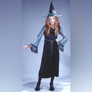 Fun World Girls size Medium Goth Witch Halloween Costume & Hat